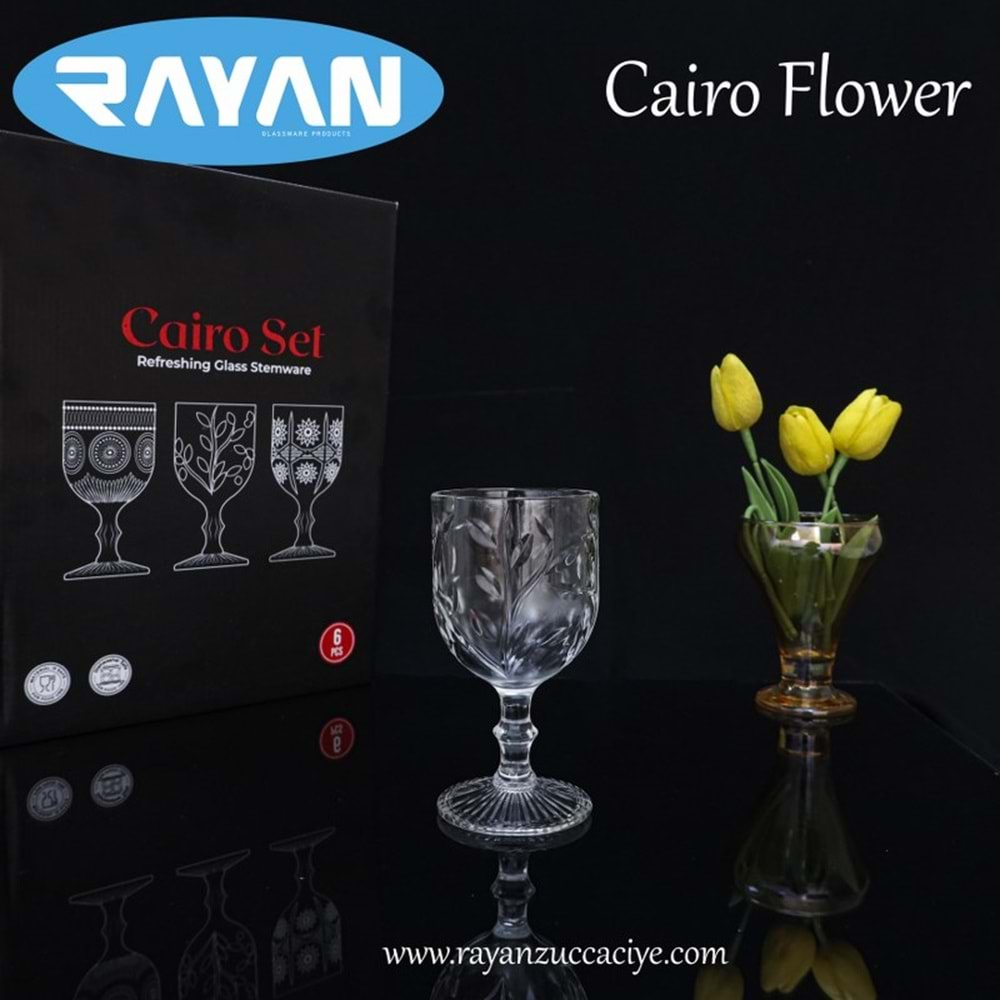 AYAKLI BARDAK CAIRO SET (FLOWER)